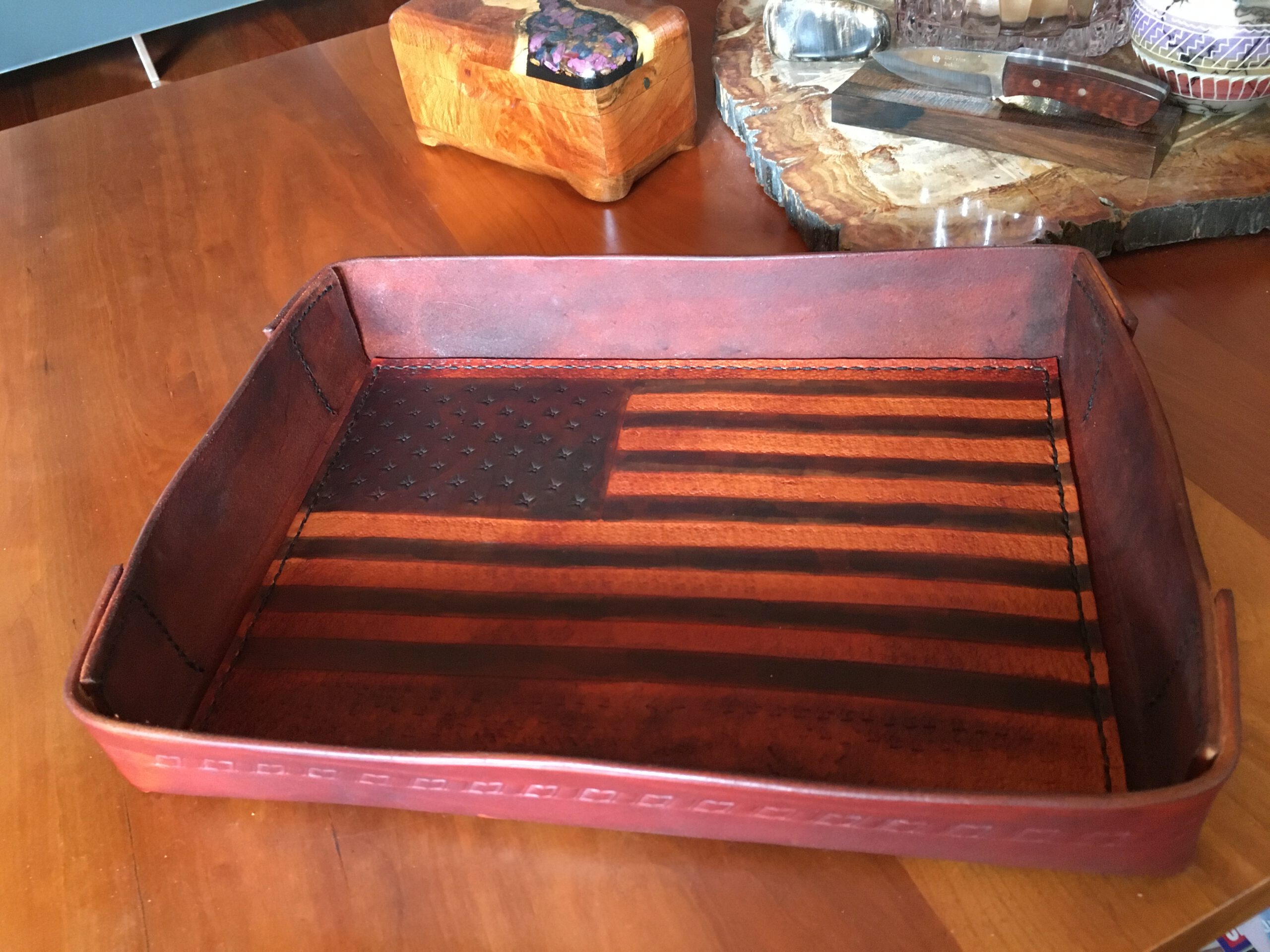 Leather valet tray 